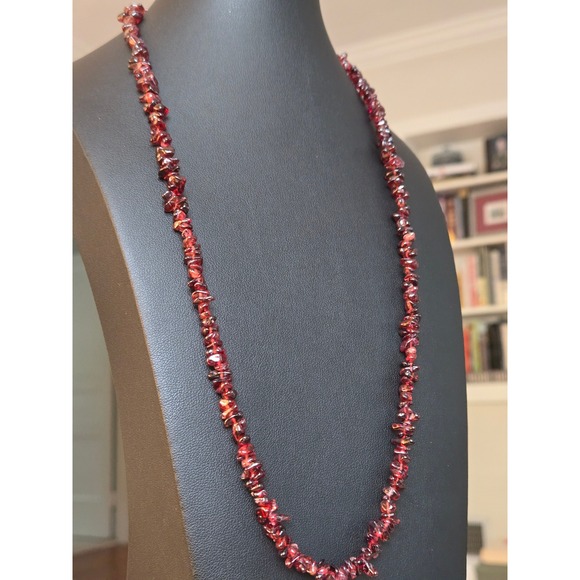 Jewelry - Genuine Garnet Nugget Necklace  Vintage 22in Stunning!!!